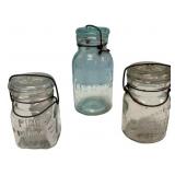 Antique Glass Canning Jars Lot of 3
