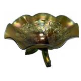 Carnival Glass Ruffled Compote Bowl