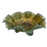 Victorian Opalescent Ruffled Glass Bowl
