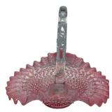 Fenton Cranberry Hobnail Glass Basket