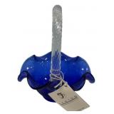 Fenton Cobalt Blue Glass Basket