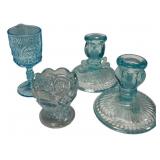 Vintage Blue & Clear Glass Lot of 4