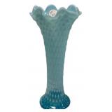 Fenton Blue Opalescent Diamond Vase