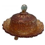 Carnival Glass Covered Butter Dish