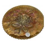 Carnival Glass Rose Pattern Plate