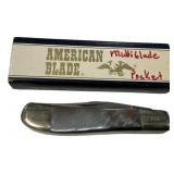 American Blade 1984 689-3 Black Mother of Pearl Fo