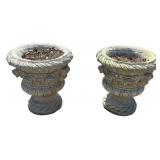 Pair Cast Concrete Garden Urn Planters