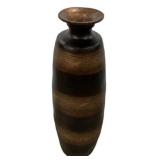 Turned Wood Vase with Gold Bands