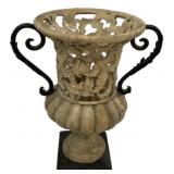 Pierced Resin Urn w/ Iron Handles