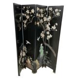 Chinese Black Lacquer 4-Panel Screen