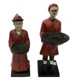 Pair Chinese Servant Figures w/ Trays