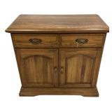 Oak Two-Drawer Cabinet with Doors