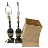 Pair Black & Gold Urn Table Lamps