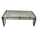 Glass Top Iron Frame Coffee Table