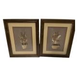 19"h., 14"w Two Cross Stitch Still Life Artwork
