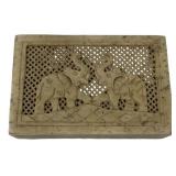 Carved Soapstone Elephant Trinket Box