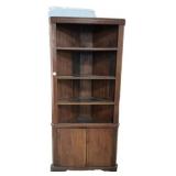 Vintage Wood Corner Cabinet w/ Shelves
