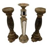 Set of 3 Decorative Pillar Candle Holders