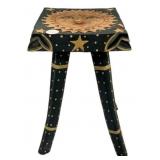 Hand-painted celestial folk art stool.