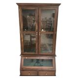 Oak Gun Cabinet with Glass Doors