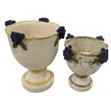 Italian Ceramic Grape Urn Pair