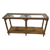 Faux Bamboo Glass Top Console Table