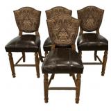 Set of 4 Upholstered Counter Stools