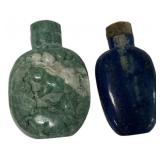 Chinese Jade & Lapis Snuff Bottles Pair