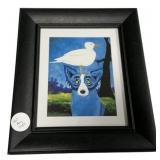 Blue Dog Style Print with Seagull
