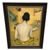 Framed Nude Back Portrait Oil Painting