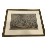 16"h., 20"w Picnicking in the woods Print