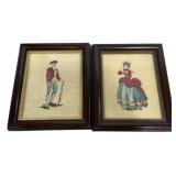 11"h 9"w Needlepoint of Victorian Couple Framed