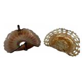 Carnival Glass Hat Vase & Basket Pair