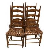 Four Ladder Back Oak Chairs