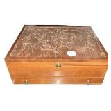 Carved Wood Jewelry Box with Drawer
