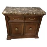 Marble Top Wood Buffet Cabinet