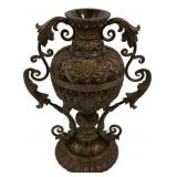 Ornate Bronze Footed Urn with Scrolls