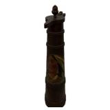 Antique Carved Pyrography Tarkard With Painted Ind