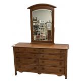 Maple 8-Drawer Dresser with Mirror