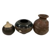 Set of Three Ceramic Pottery Vessels