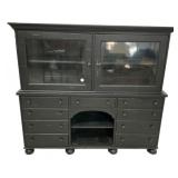 Black Painted Wood Hutch Cabinet