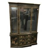 Chinoiserie Black Lacquer China Cabinet