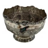 Silver Plated Grape Motif Punch Bowl