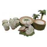 Vietri Tropical Palm Tree Ceramic Dinnerware Set