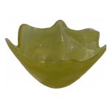 Green Art Glass Handkerchief Bowl