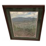 Framed Mountain Landscape with Blooms