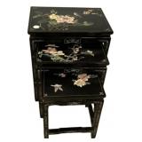 Set of three black lacquer wood nesting tables 25"