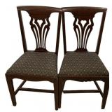 Pair Chippendale Style Dining Chairs