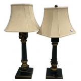 Pair of Painted Candle Stick Style Lamps