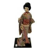 Japanese Geisha Doll on Wood Base